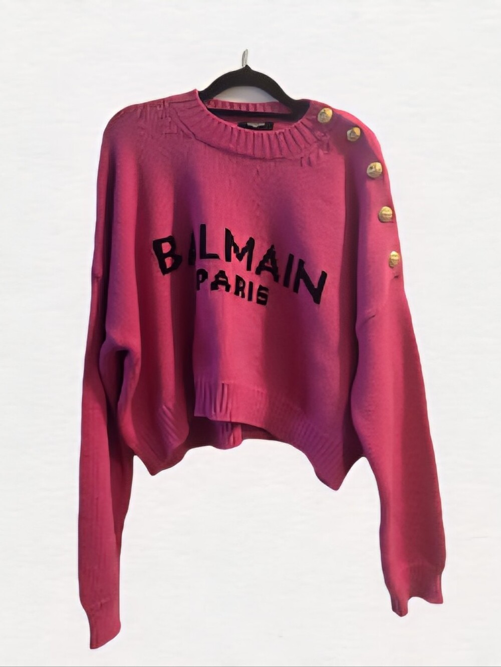 Balmain Fuchsia Sweater with Gold Hardware